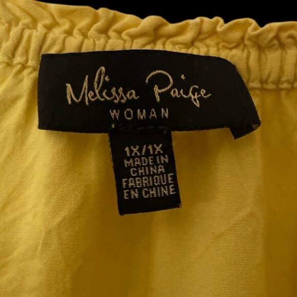 Golden Yellow Melissa Paige Women's Boho Lace Blouse Flared Ruffled Sleeve 1X - Picture 4 of 8